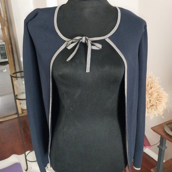 Emma James Navy Bow-Tie Sweater | Size XL - Picture 1 of 5
